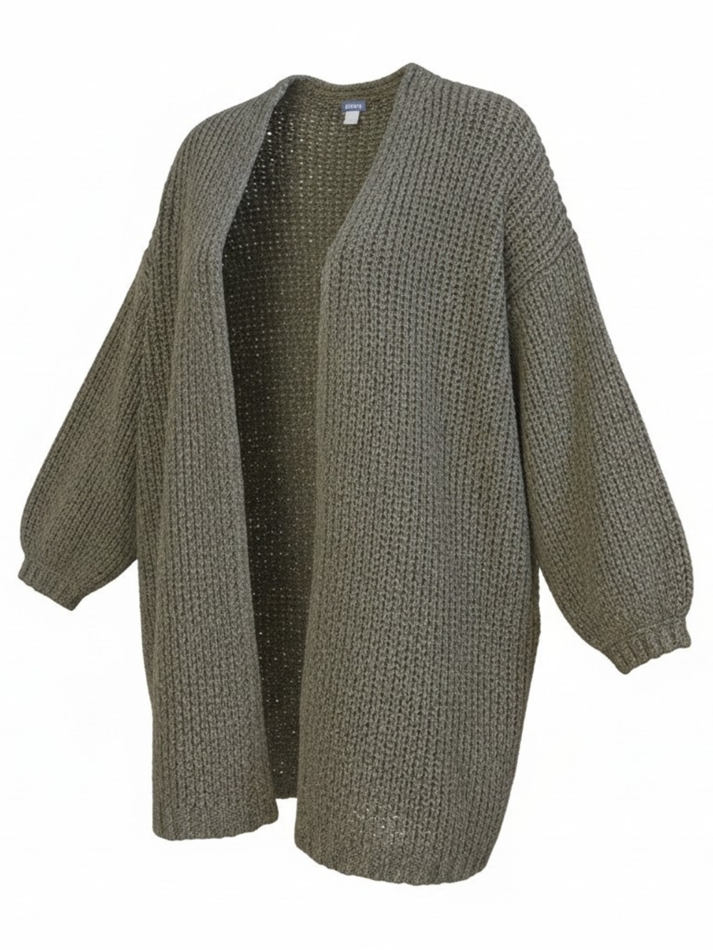 aerie Olive Open-Front Balloon Sleeve Cardigan